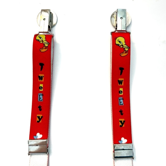 Warner Bros Looney Tunes Tweety Bird Kids Pants Suspenders Yellow Red Stretchy - Picture 13 of 16